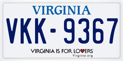 VA license plate VKK9367