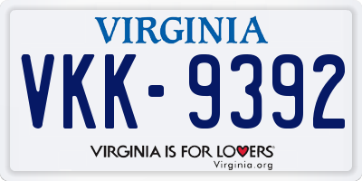 VA license plate VKK9392