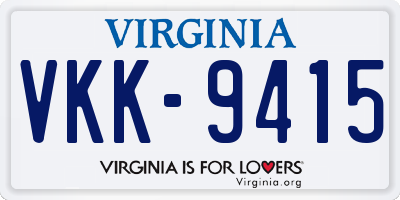 VA license plate VKK9415