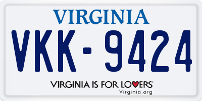 VA license plate VKK9424