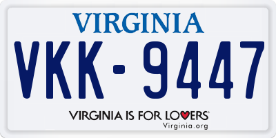 VA license plate VKK9447