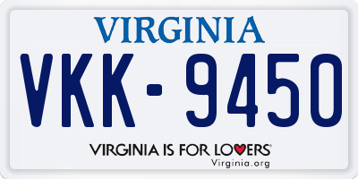 VA license plate VKK9450