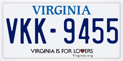 VA license plate VKK9455