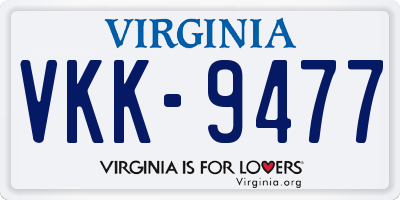 VA license plate VKK9477