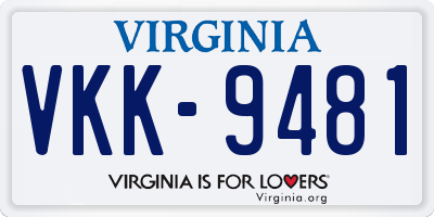 VA license plate VKK9481
