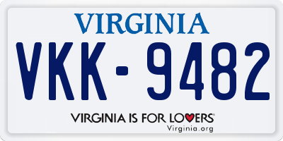 VA license plate VKK9482