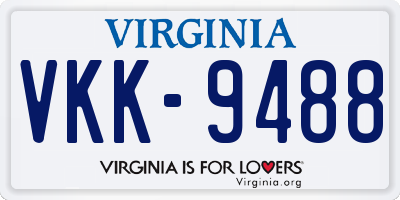 VA license plate VKK9488