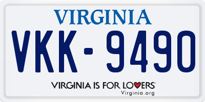 VA license plate VKK9490