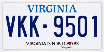 VA license plate VKK9501