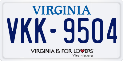 VA license plate VKK9504