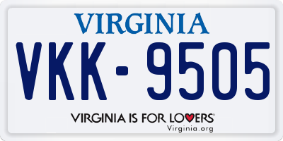 VA license plate VKK9505