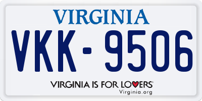 VA license plate VKK9506
