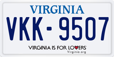 VA license plate VKK9507