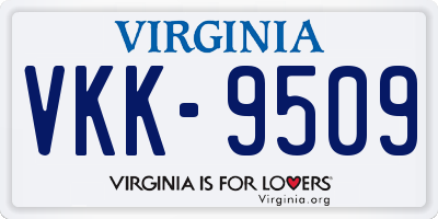 VA license plate VKK9509
