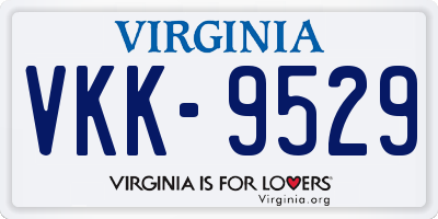 VA license plate VKK9529