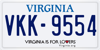 VA license plate VKK9554
