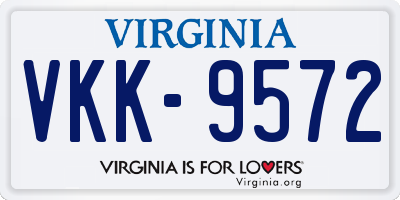 VA license plate VKK9572