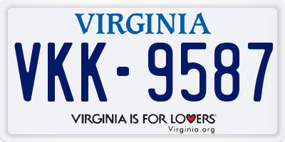 VA license plate VKK9587