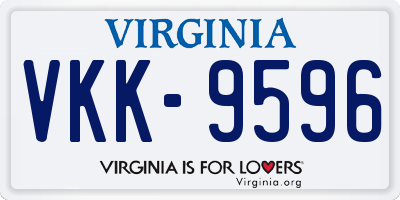 VA license plate VKK9596