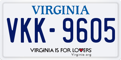 VA license plate VKK9605