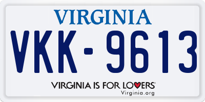 VA license plate VKK9613
