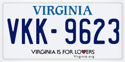 VA license plate VKK9623