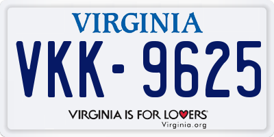 VA license plate VKK9625