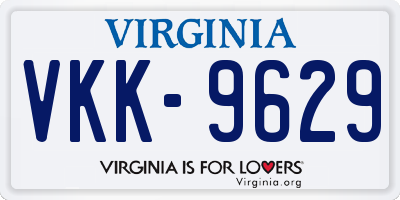 VA license plate VKK9629