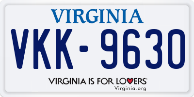 VA license plate VKK9630