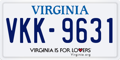VA license plate VKK9631