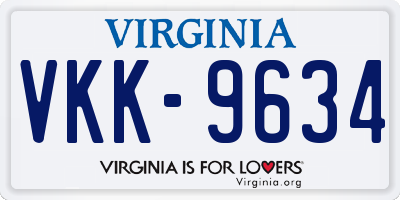 VA license plate VKK9634