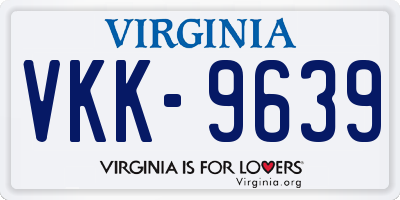 VA license plate VKK9639