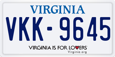 VA license plate VKK9645