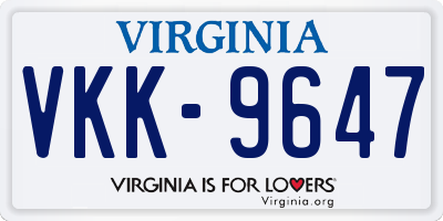 VA license plate VKK9647