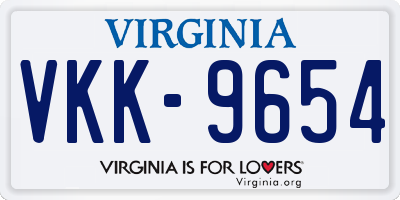 VA license plate VKK9654