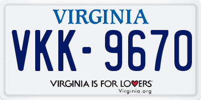 VA license plate VKK9670