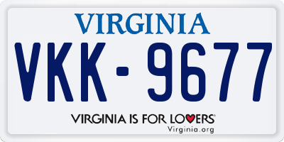 VA license plate VKK9677