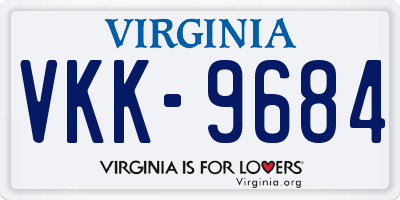 VA license plate VKK9684