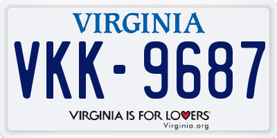 VA license plate VKK9687