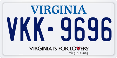 VA license plate VKK9696