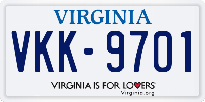 VA license plate VKK9701