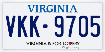 VA license plate VKK9705