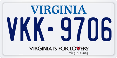 VA license plate VKK9706