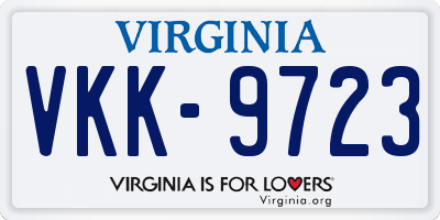 VA license plate VKK9723