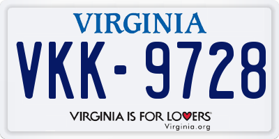 VA license plate VKK9728