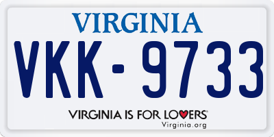 VA license plate VKK9733