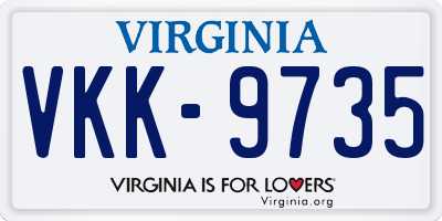 VA license plate VKK9735