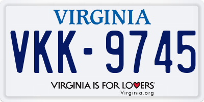 VA license plate VKK9745