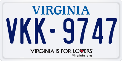 VA license plate VKK9747