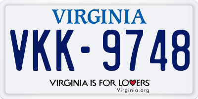 VA license plate VKK9748